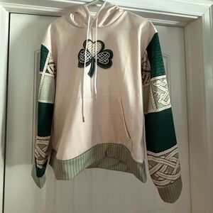 Cream and Green Celtic Knot Hoodie